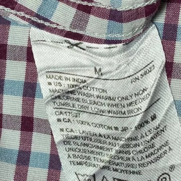 Banana Republic Soft Wash Slim Fit Button Up Mini Grid Print Multicolor Medium - Picture 5 of 6